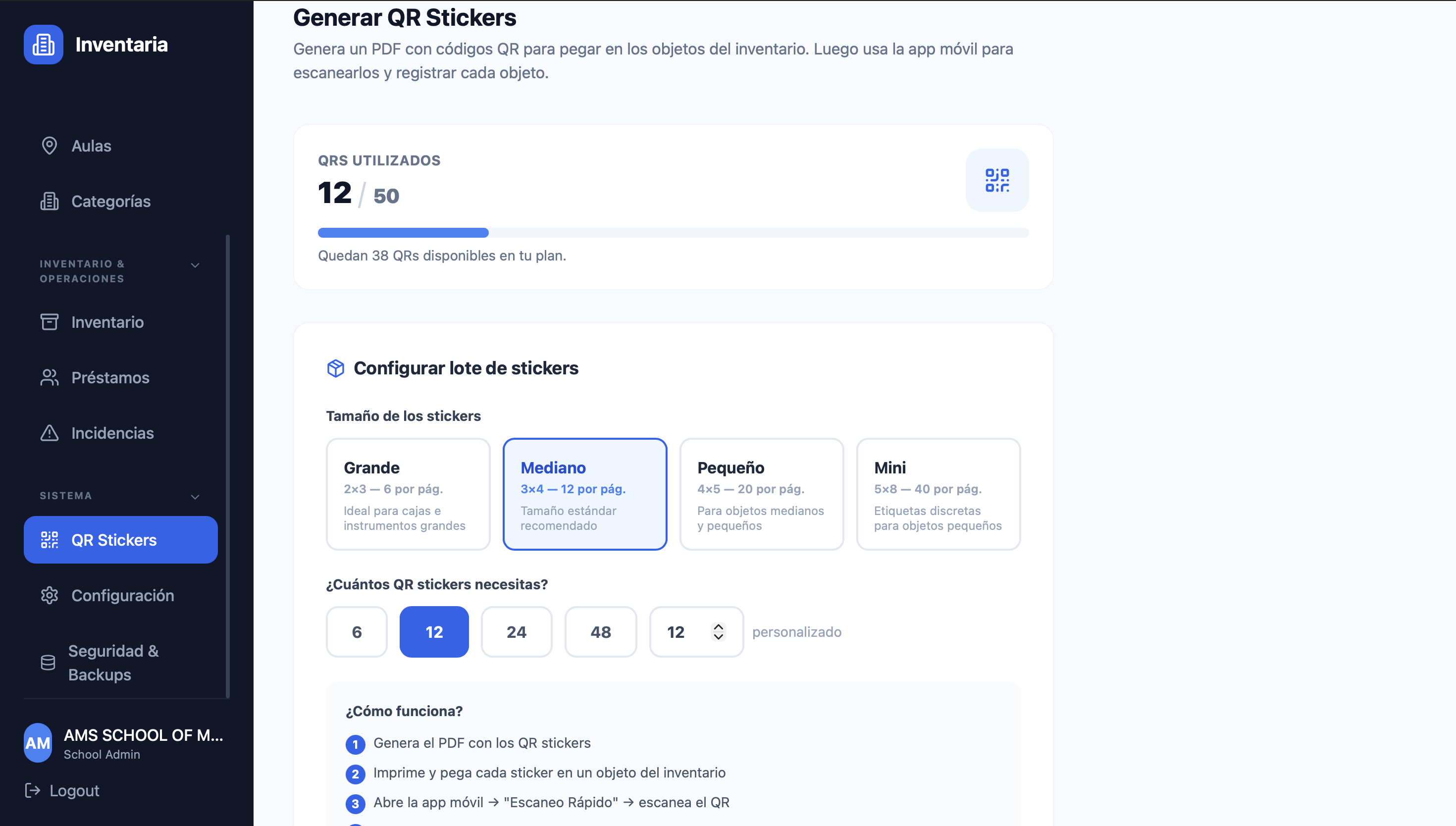 Gestión de QRs